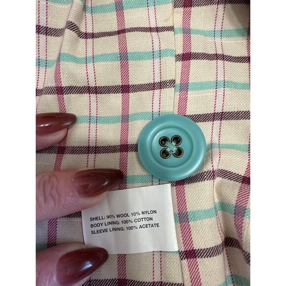 Gap 2 Piece Pastel Wool Suit Size 8 Medium Teal Office School Suit Ruffle - Picture 9 of 10